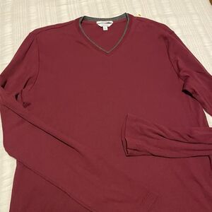 Liquid Cotton Calvin Klein Longsleeved Dark‎ Red Burgundy Pullover Longsleeved M
